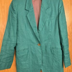 Vintage 100% Linen Liz Claiborne Green Blazer